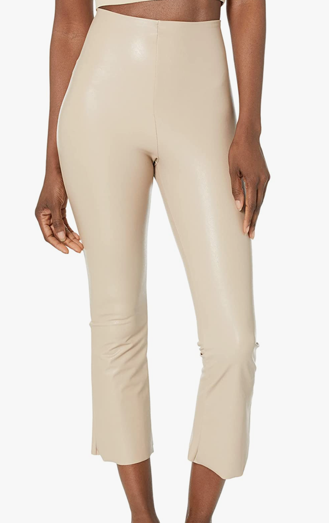 Faux leather cropped flare 2025 pants