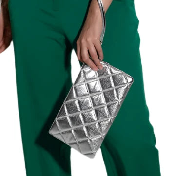 Say “Bonjour!” to your new favorite accessory, Shiraleah’s Mademoiselle Wristlet. Made from trendy quilted PU in a shiny silver color, this flat rectangular clutch features a detachable wristlet strap to wear in your favorite style. Without being too big or bulky, this petite rectangular bag is the perfect size to carry all your small essentials for a night out on the town. Pair it with the matching Mademoiselle Card Case or Camera Bag to complete your magnifique collection, or other items from Shiraleah fo