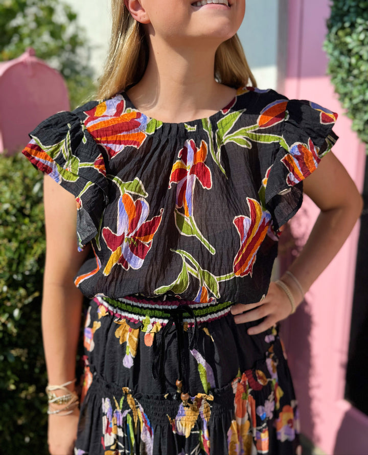 Penelope Floral Flutter Sleeve Top