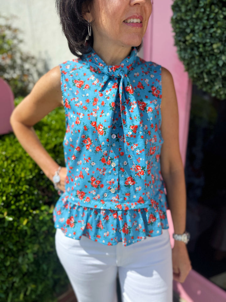 Yvette Sleeveless Top in Blue