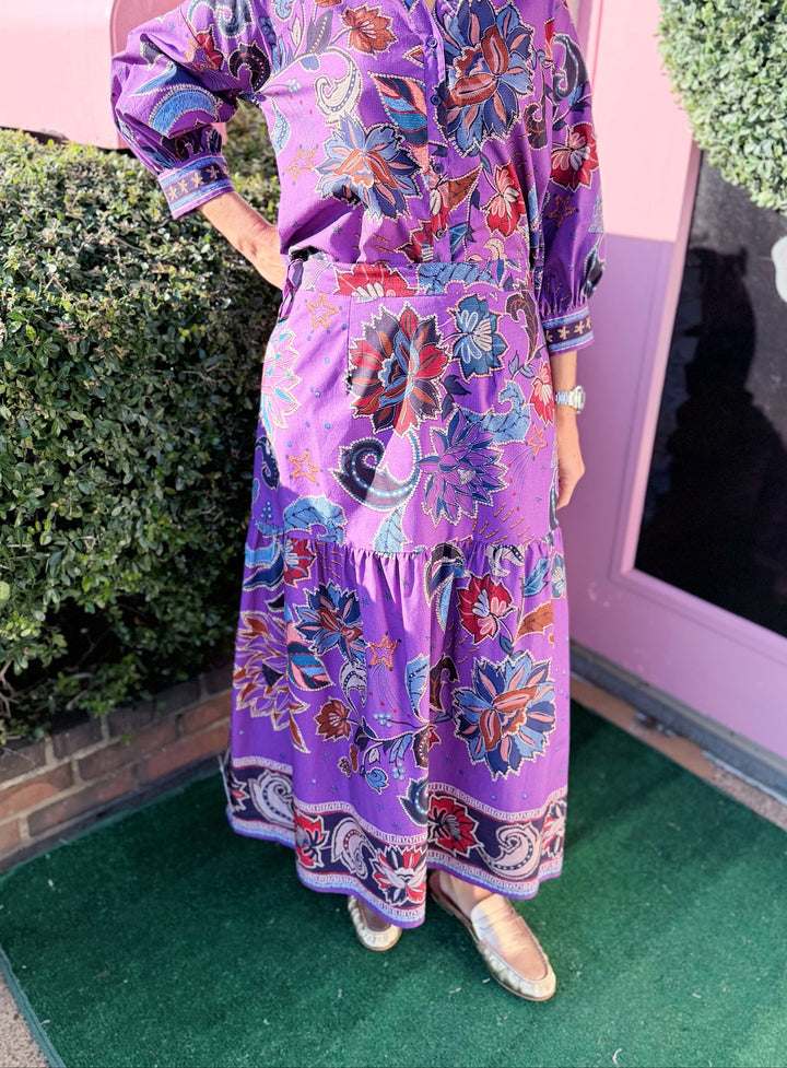 Ada Midi Skirt in Purple Sparkles