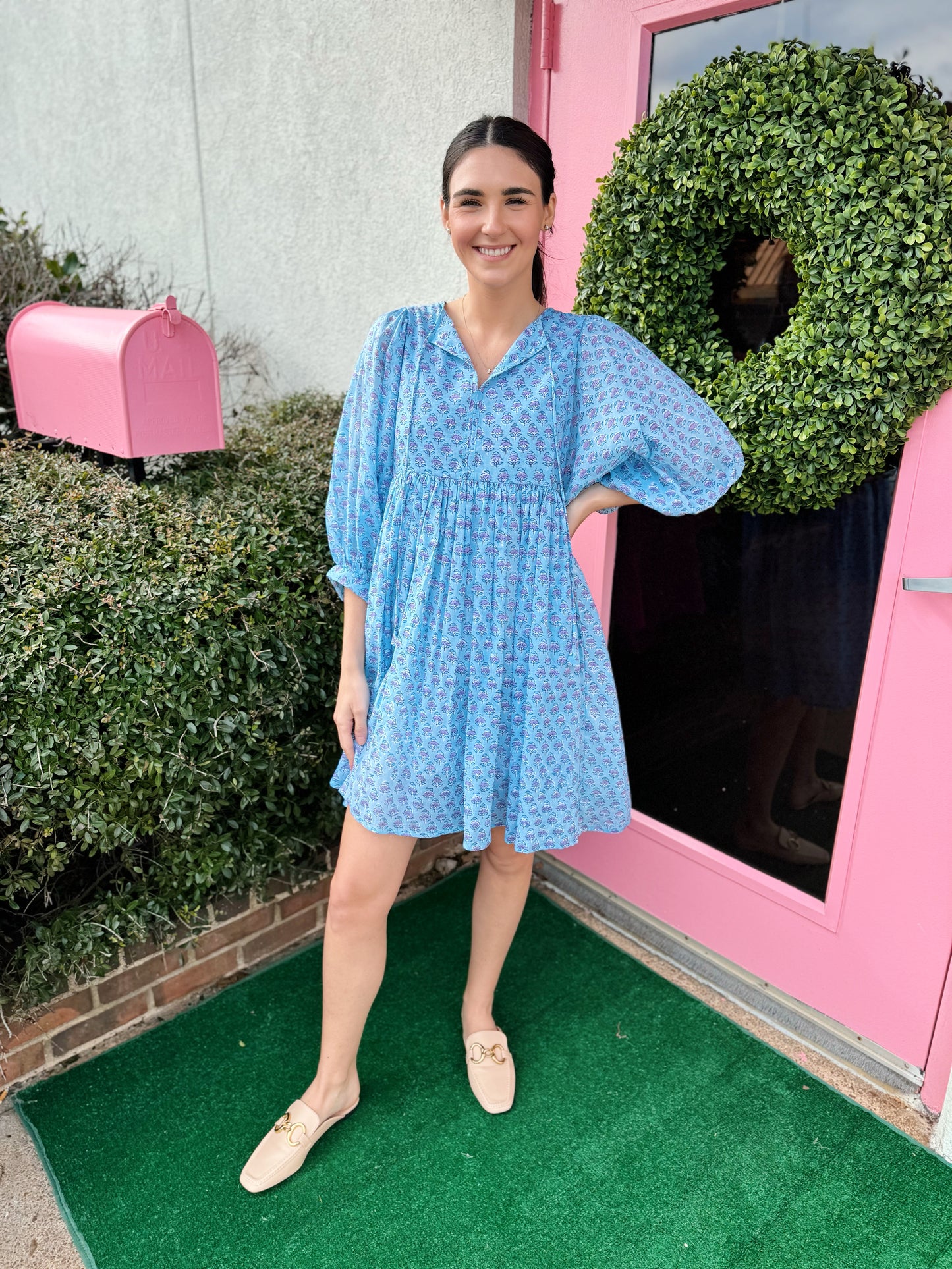 Clover Mini Dress in Blue Lagoon by Clara the Label