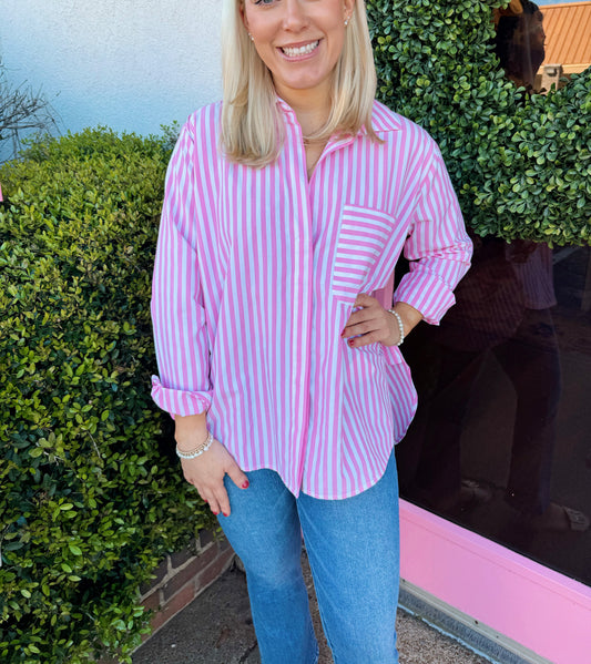 Thick Stripe Shirt in Pink