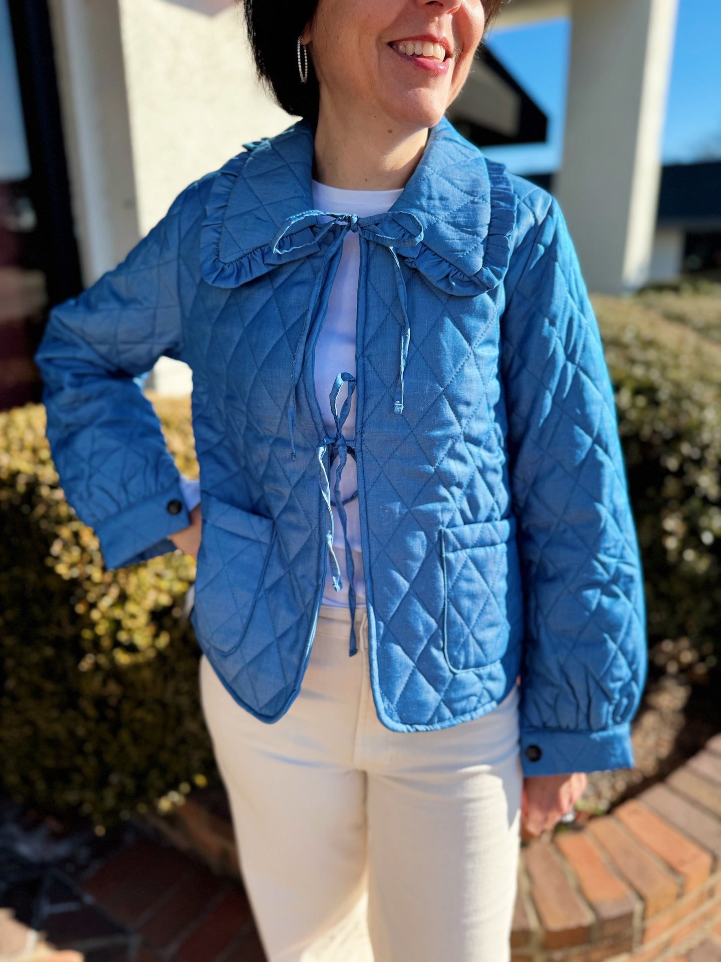 Quilted Doll Collar Bow Tie Jacket