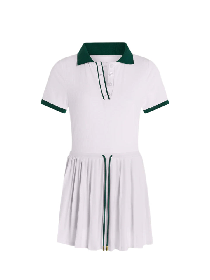 Crafted from our Soft Rib Jersey, the Paloma court dress is designed for both performance and leisure. Its classic pleated skirt nods to timeless tennis style, while the removable shorts offer versatility.