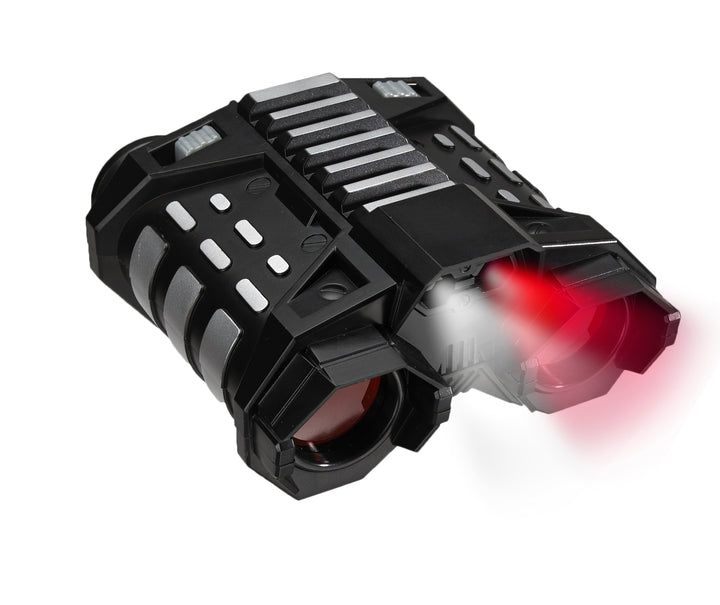 Black futuristic weapon with red lights on a white background