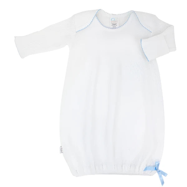 Paty Knit Overlap Shoulder Gown blue