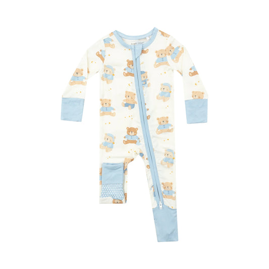 Teddy Bears 2 Way Zipper Romper blue; angel dear