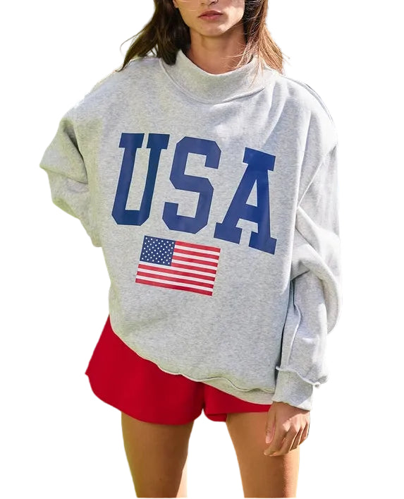 USA/America Reversible Mockneck Sweatshirt