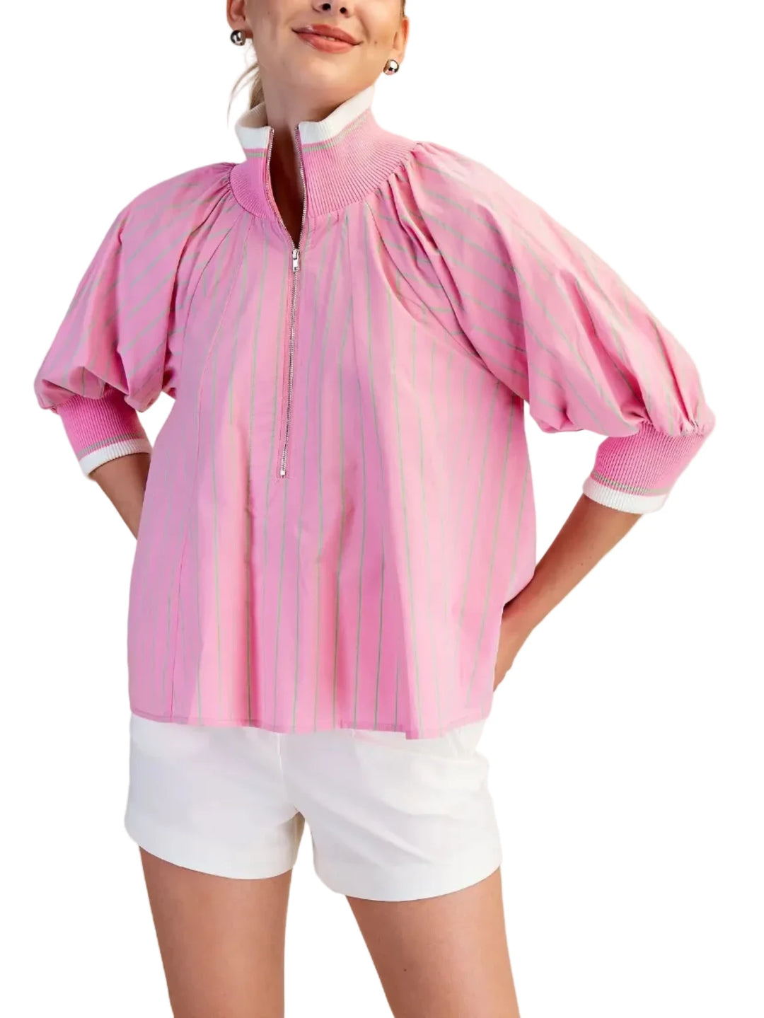 Cierra Mock Neck Top - Pickering Boxwood