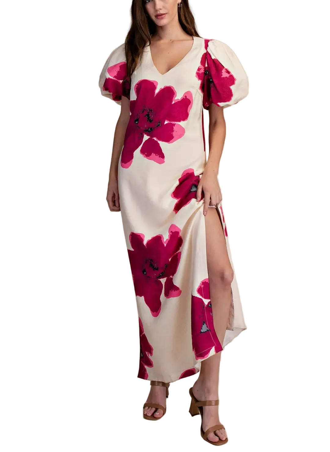 The Bailey Maxi Dress is your go-to for effortless elegance with a fun twist. Featuring romantic puff sleeves and a flattering A-line silhouette, this maxi dress glides gracefully from day to night. The voluminous sleeves add a playful touch while the flowing skirt creates a dreamy, feminine look. Perfect for everything from casual outings to special occasions, this dress lets you feel confident and fabulous without trying too hard.