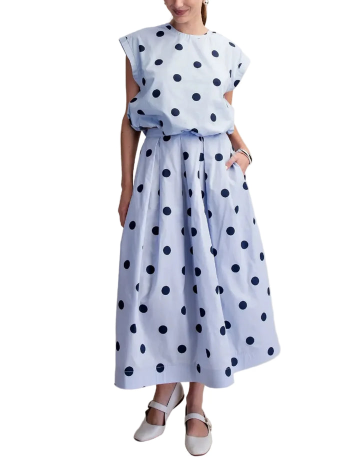 Pleated Midi Skirt with matching bubble top