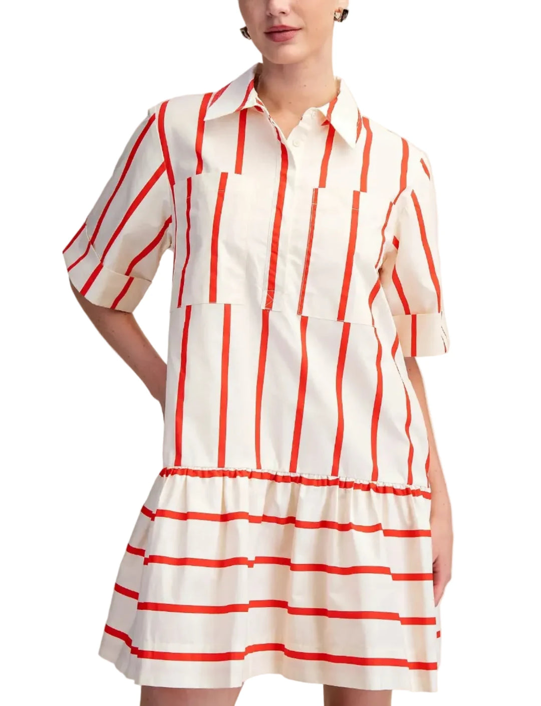 Hailey Stripe Dress - Pickering Boxwood