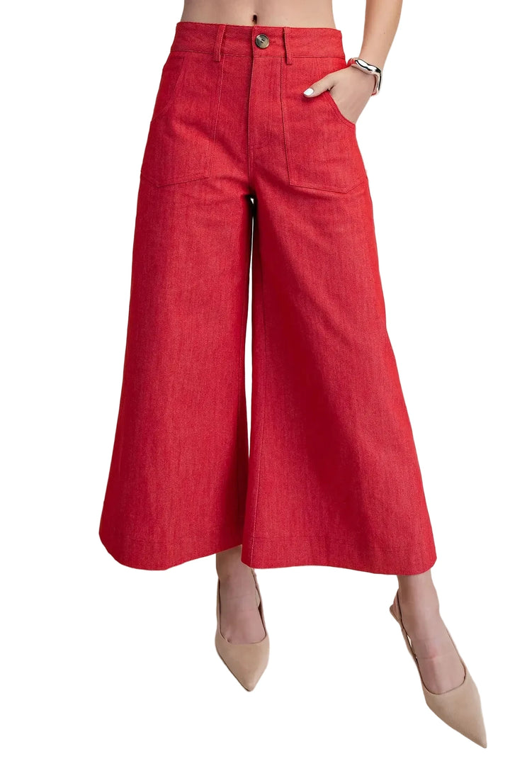 Crop High-Rise Wide-Leg Pants