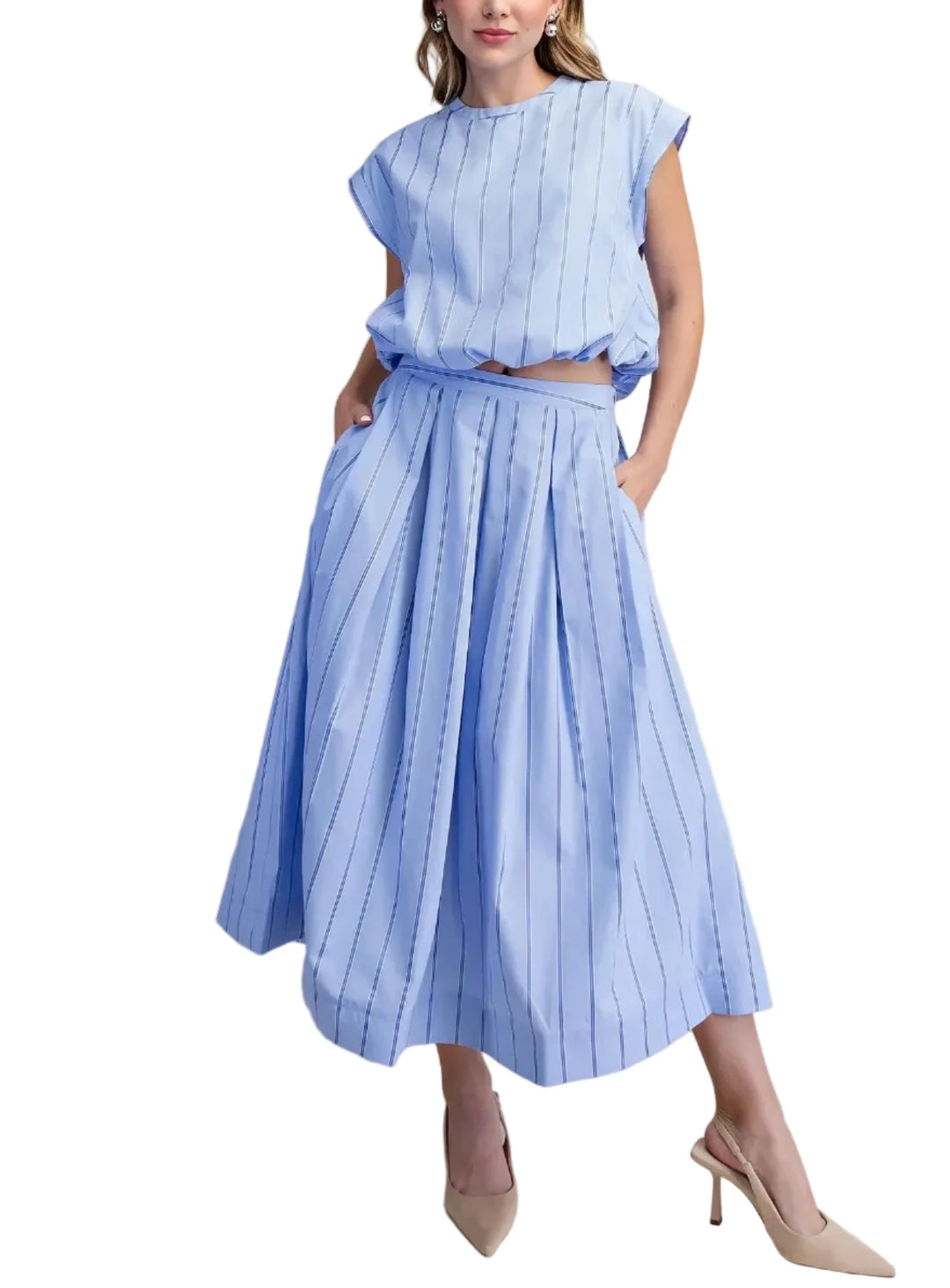 Morgan Stripe Midi Skirt Set