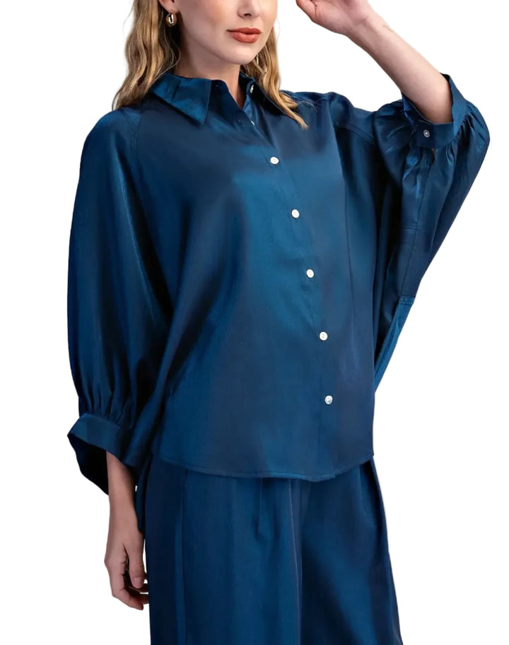 Puff Wide Long Sleeve Button Down Shirt
