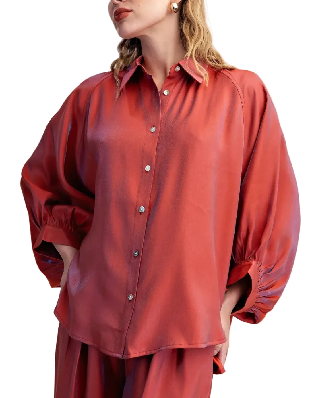 Puff Wide Long Sleeve Button Down Shirt
