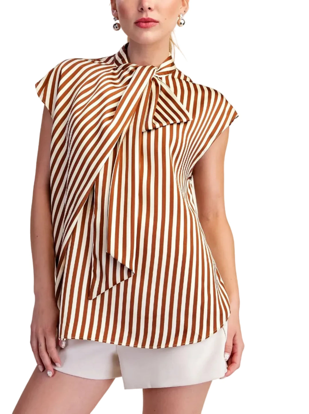 Tie Neck Stripe Blouse