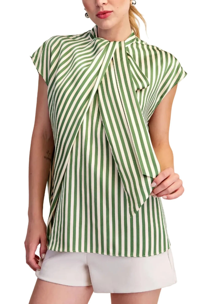 Tie Neck Stripe Blouse