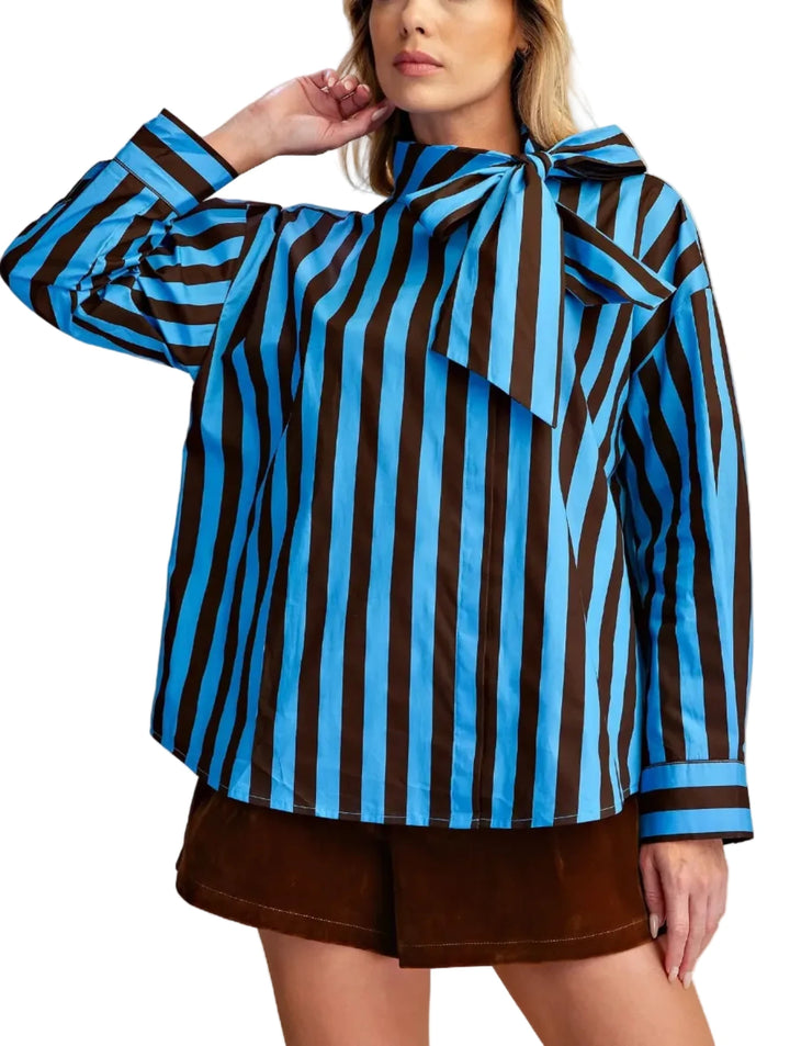 Bailey Bow Neck Stripe Top