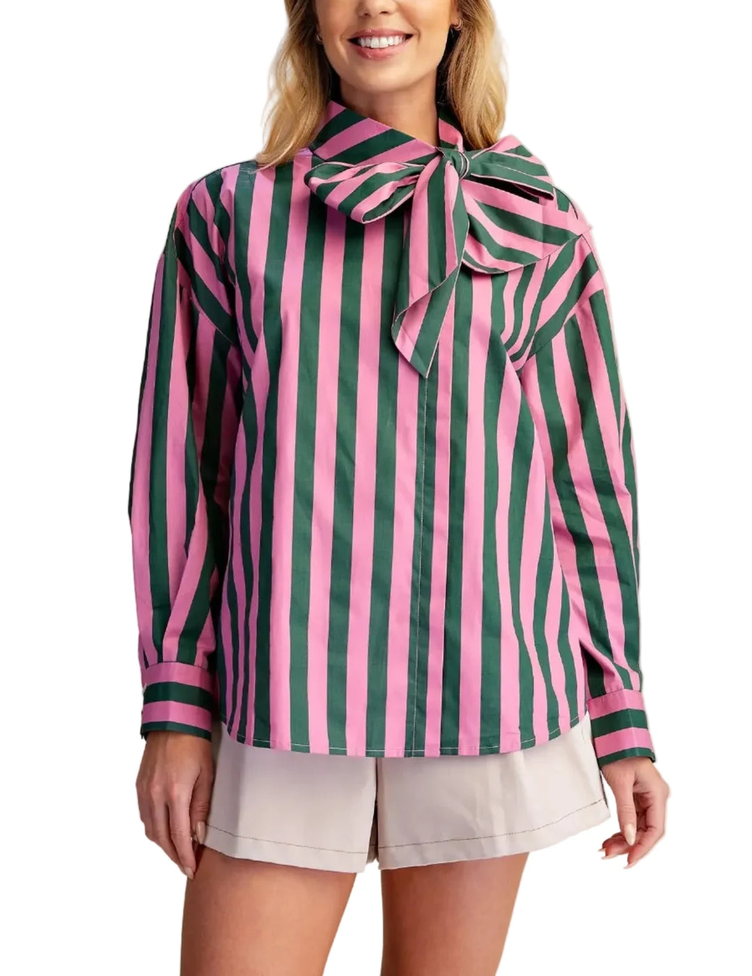 Bailey Bow Neck Stripe Top