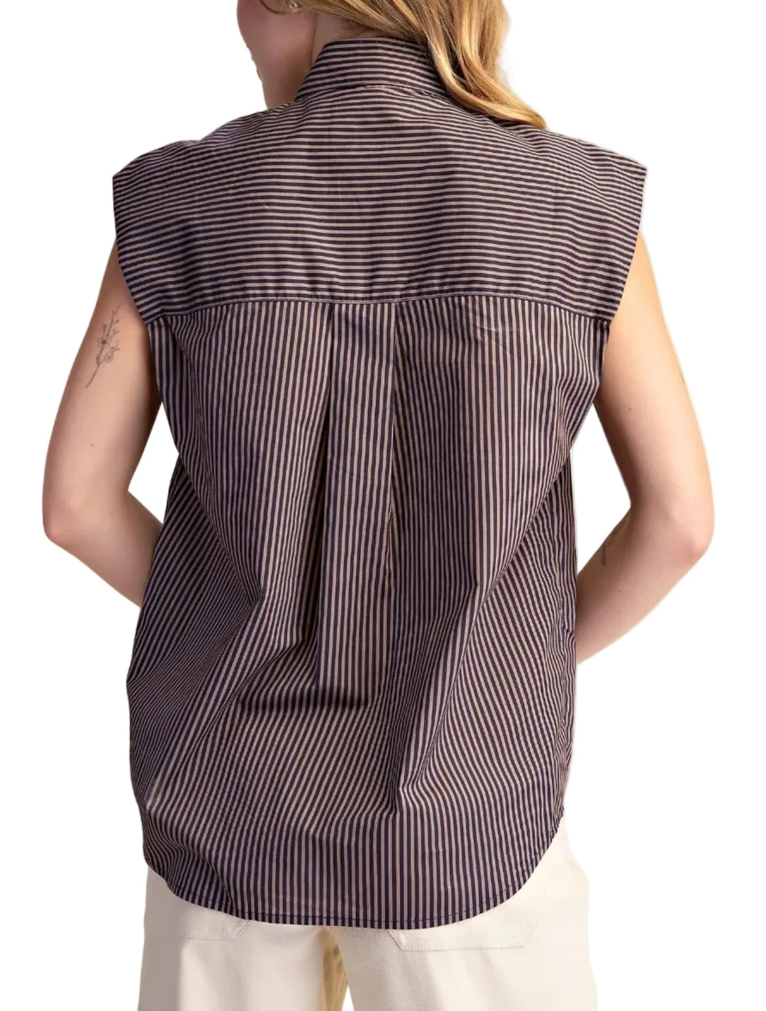 Sallie Striped Sleeveless Tie Top