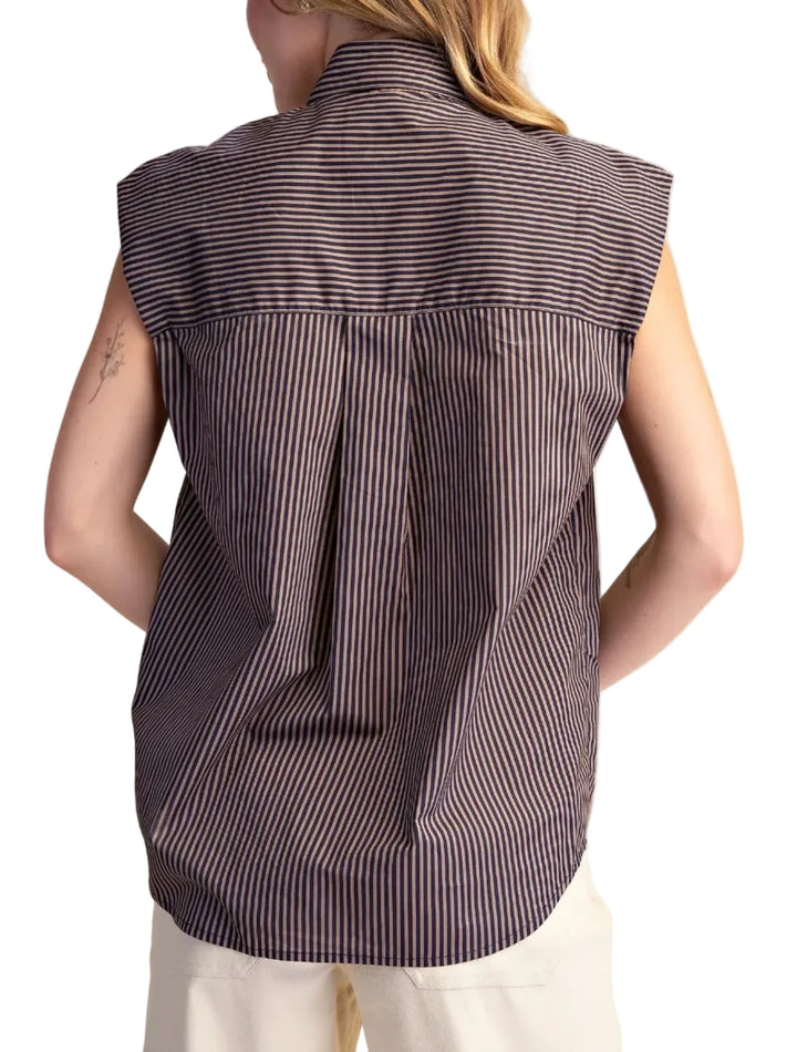 Sallie Striped Sleeveless Tie Top