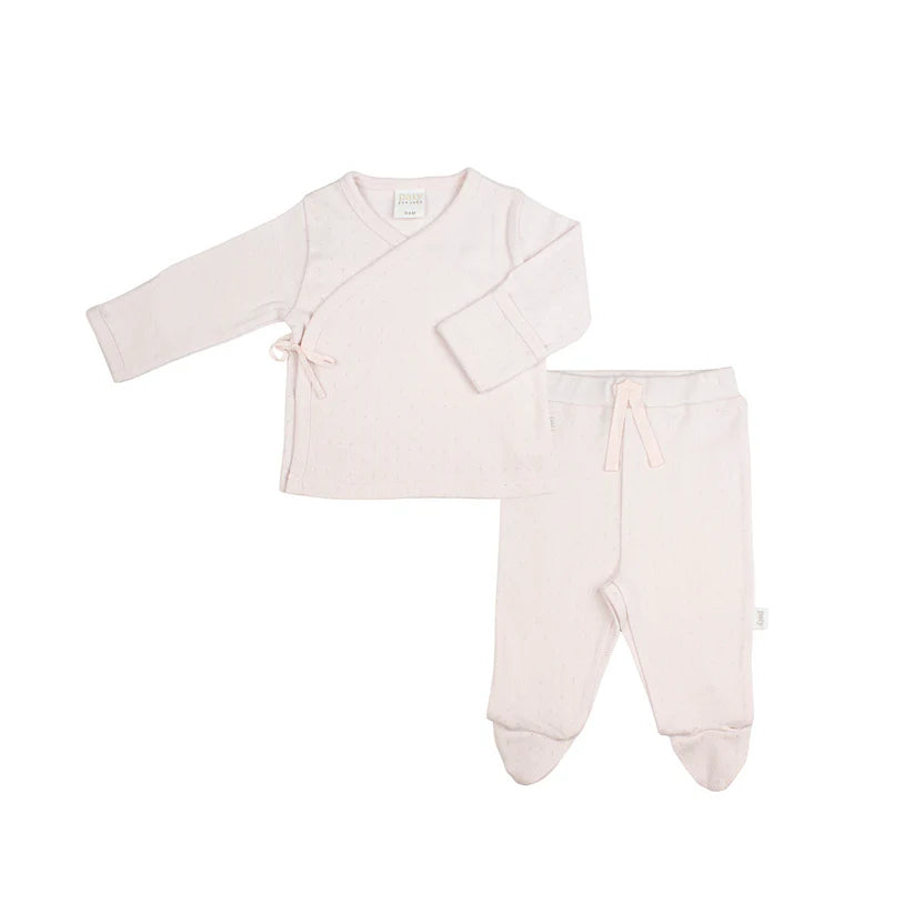 100% Organic Cotton, Pointelle Knit Fabric

Footed Take Home Sets for Newborns