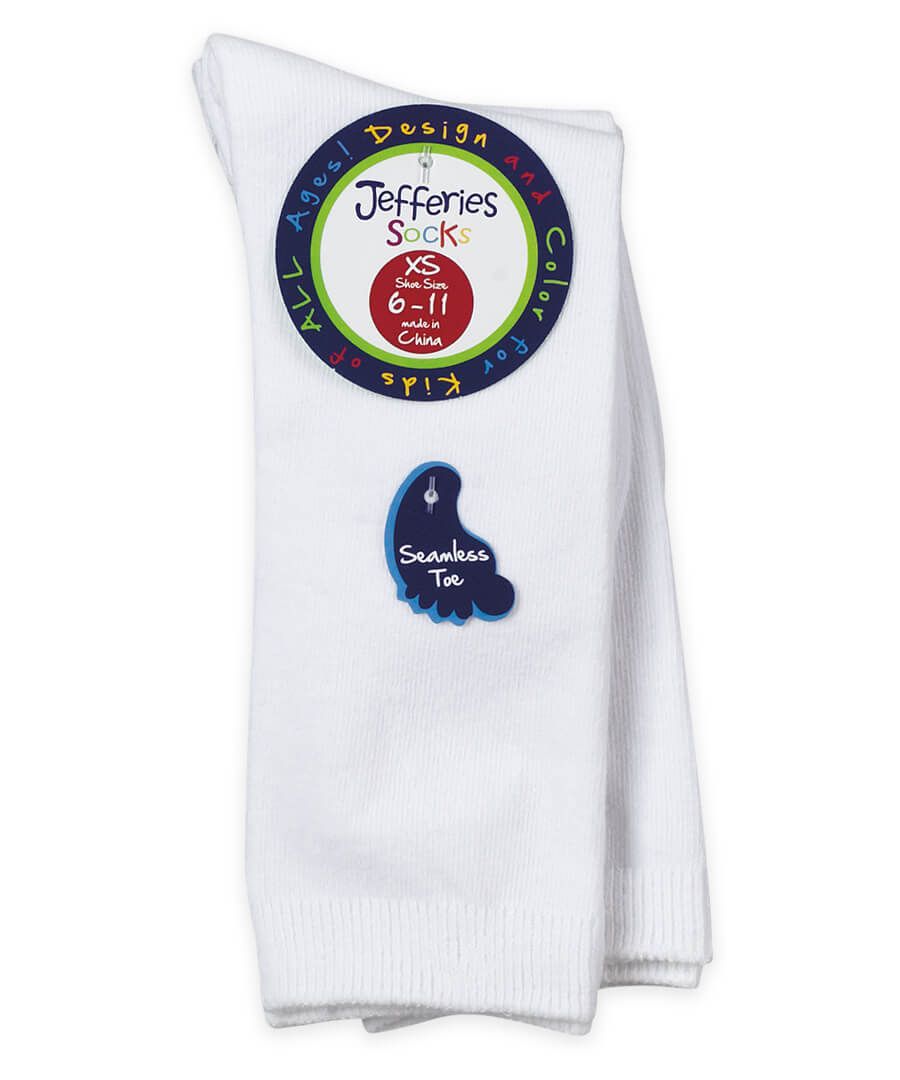 White sock with a label on a white background