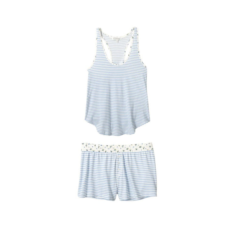 Blue Stripe Pajama Short Set
