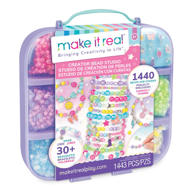 A very portable jewelry experience awaits! Make over 30 friendship bracelets with this colorful assortment of 1440 beads and charms. Store materials in the convenient portable case to take on the go! Kids will have plenty of accessories to trade with old friends or new friends they meet while crafting, making this an ideal playdate activity.