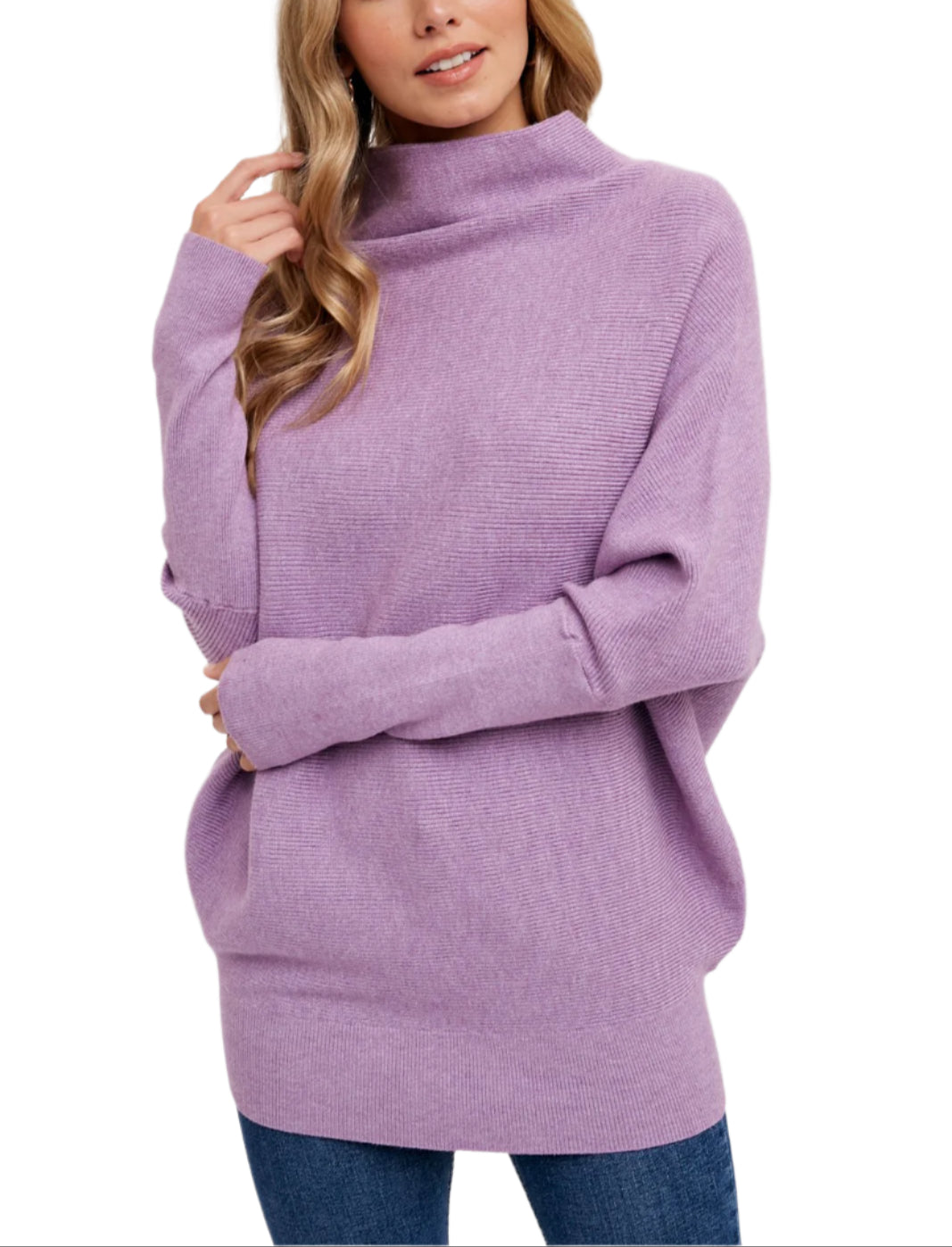 Slouch Neck Dolman Pullover Sweater