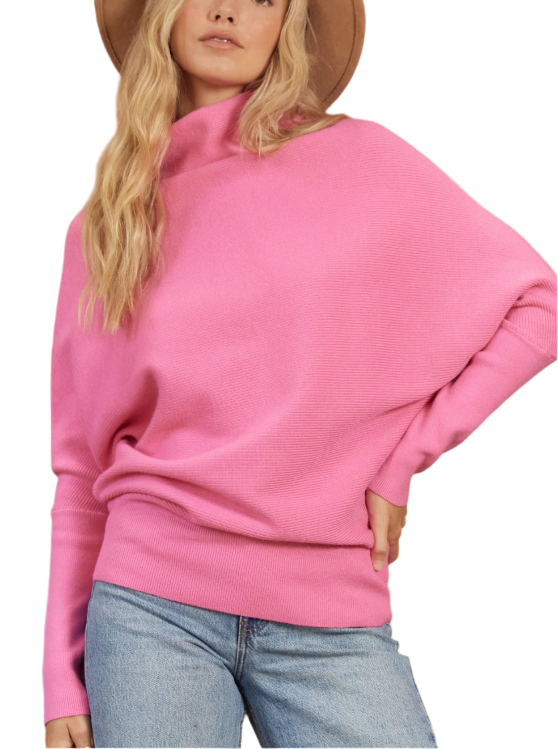 Slouch Neck Dolman Pullover Sweater