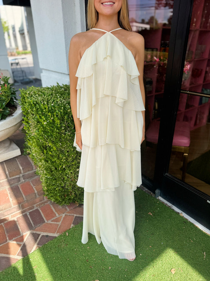 Emery Ruffle Maxi Dress in Yellow