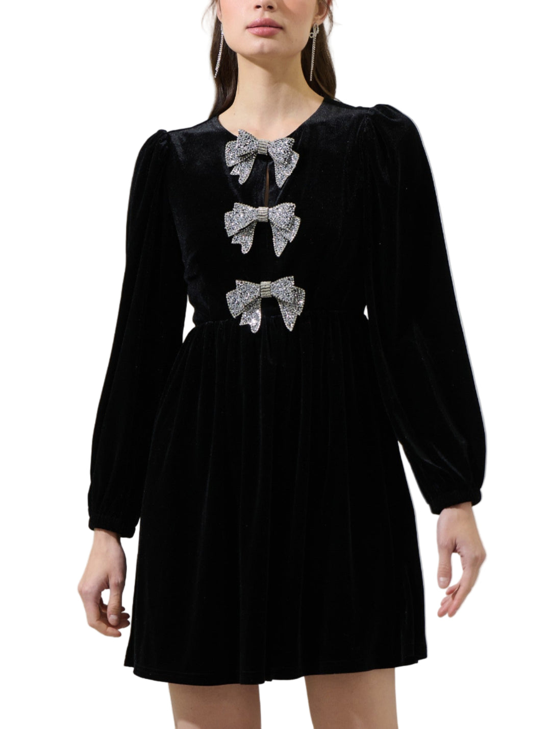 Bow Velvet Mini Dress