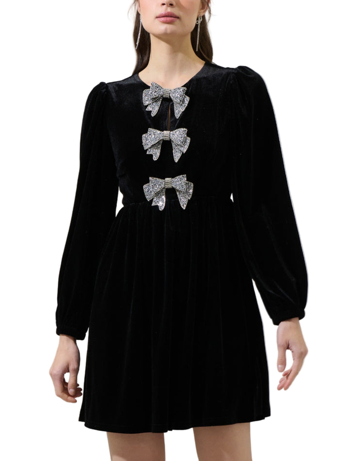 Bow Velvet Mini Dress