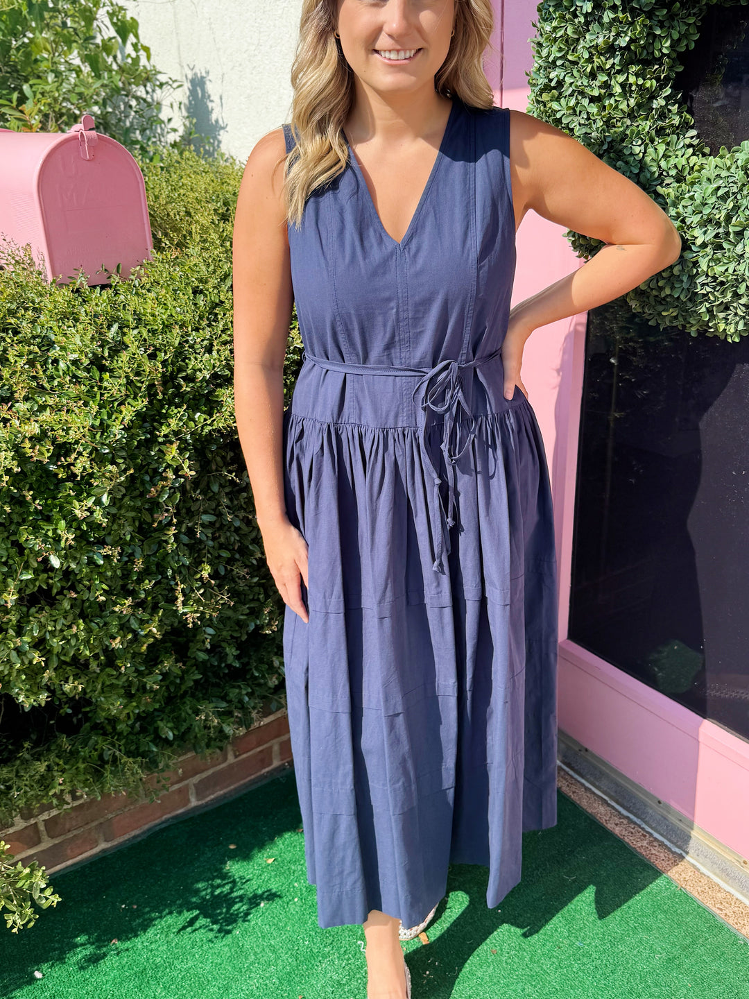 Chloe V-neck Tiered Midi Dress