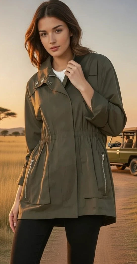 Anna Rain Jacket by Ciao Milano - Pickering Boxwood