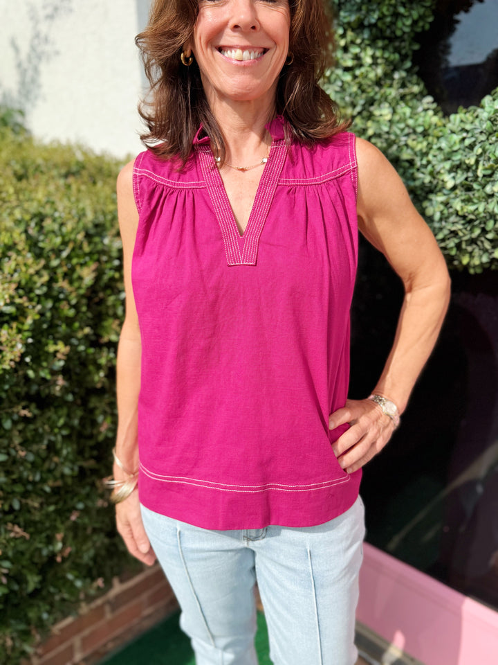 Lucie Sleeveless V-Neck Top