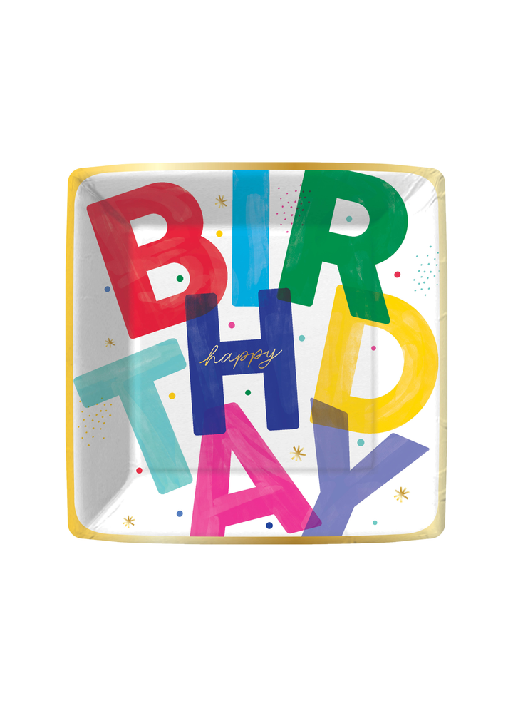Happy Birthday Block Letter Tableware - Pickering Boxwood