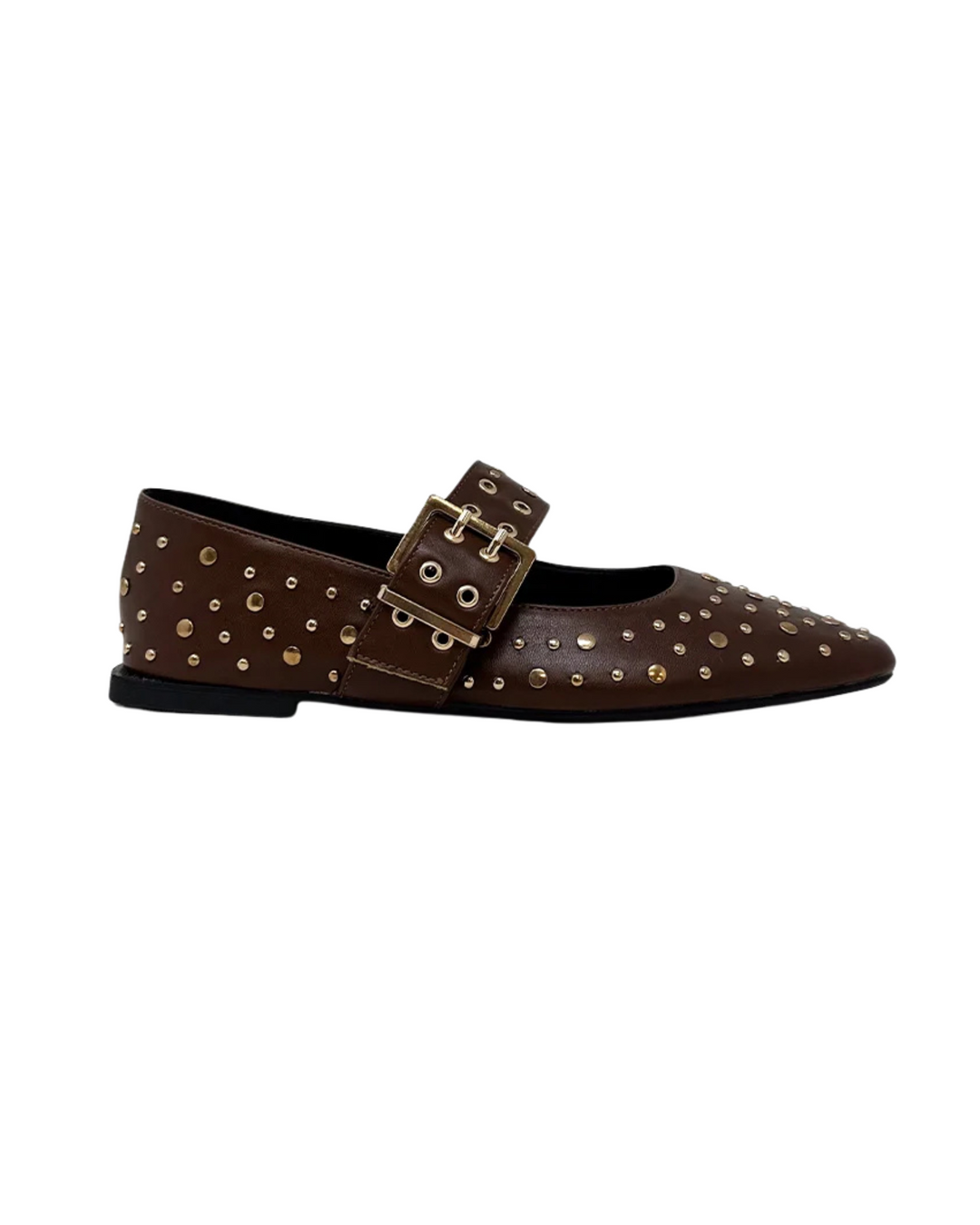 Avril Brown Studded Flats
