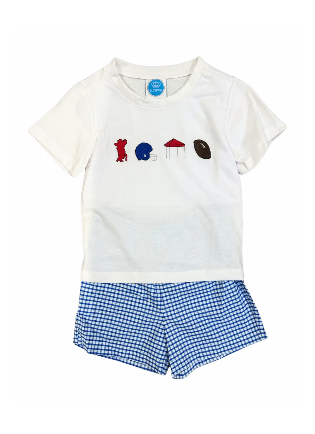Ole Miss Blue Gingham Embroidered Short Set