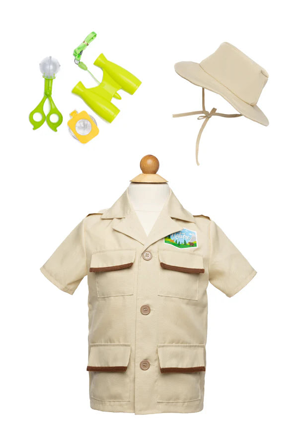 A brand new Career costume has been added to our collection! The Forest Guardian Set includes a khaki button-up shirt, a khaki safari hat, vibrant green binoculars, a magnifying bug jar, and bug catchers! This 5-piece set costume is can be a park ranger, safari tour guide, or even a paleontologist. Whatever you dream it to be, this costume encourages your child to use their imagination to explore the world around them.