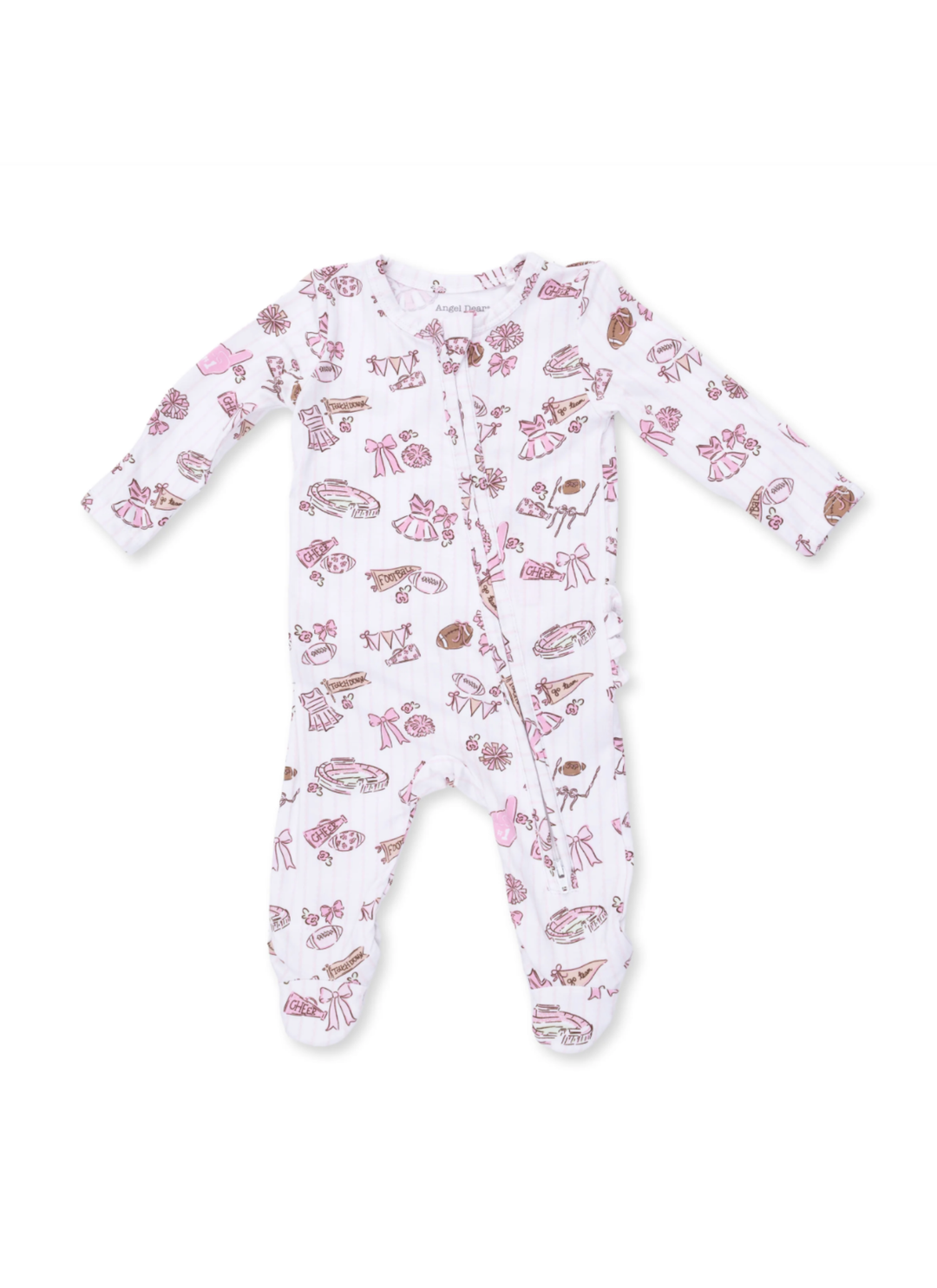 Football Cheer Nursery 2 Way Ruffle Back Zipper Footie