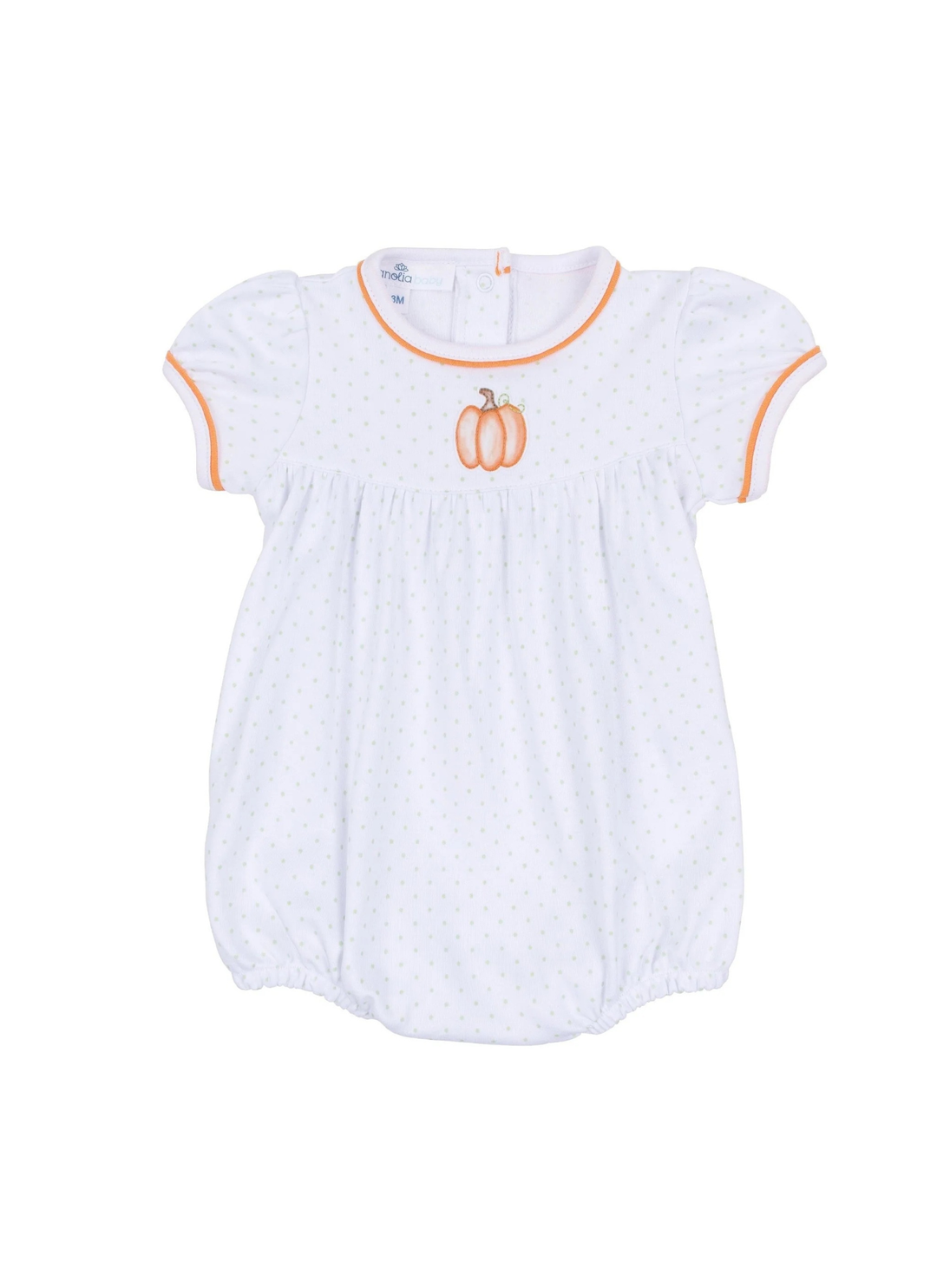 Baby Pumpkin Hand-Embroidered Ruffle Short Sleeve Bubble