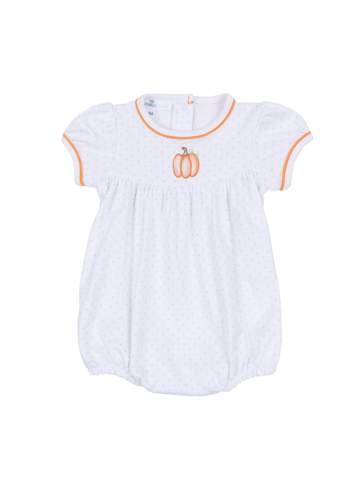 Baby Pumpkin Hand-Embroidered Ruffle Short Sleeve Bubble