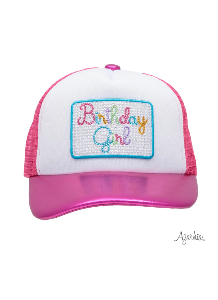 Metallic Birthday Girl Rhinestone Trucker Hat