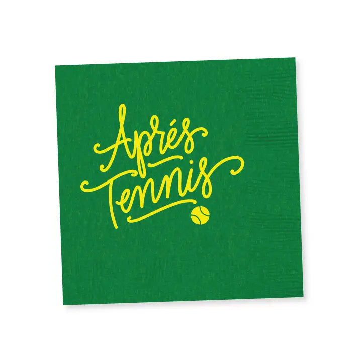 NAPKINS (25 per package)
- 5"x5" paper napkins (cocktail size, triple-ply)
- court green napkins with yellow mate foil
- shrink-wrapped