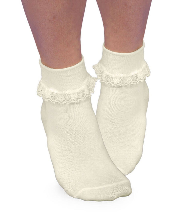 Smooth Toe Simplicity Lace Turn Cuff Socks