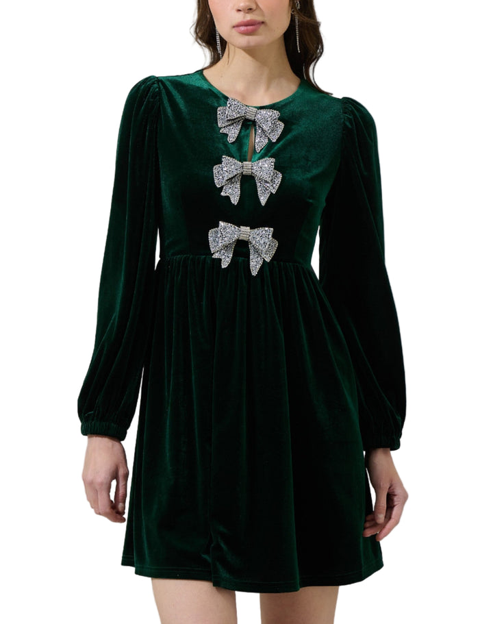 Bow Velvet Mini Dress
